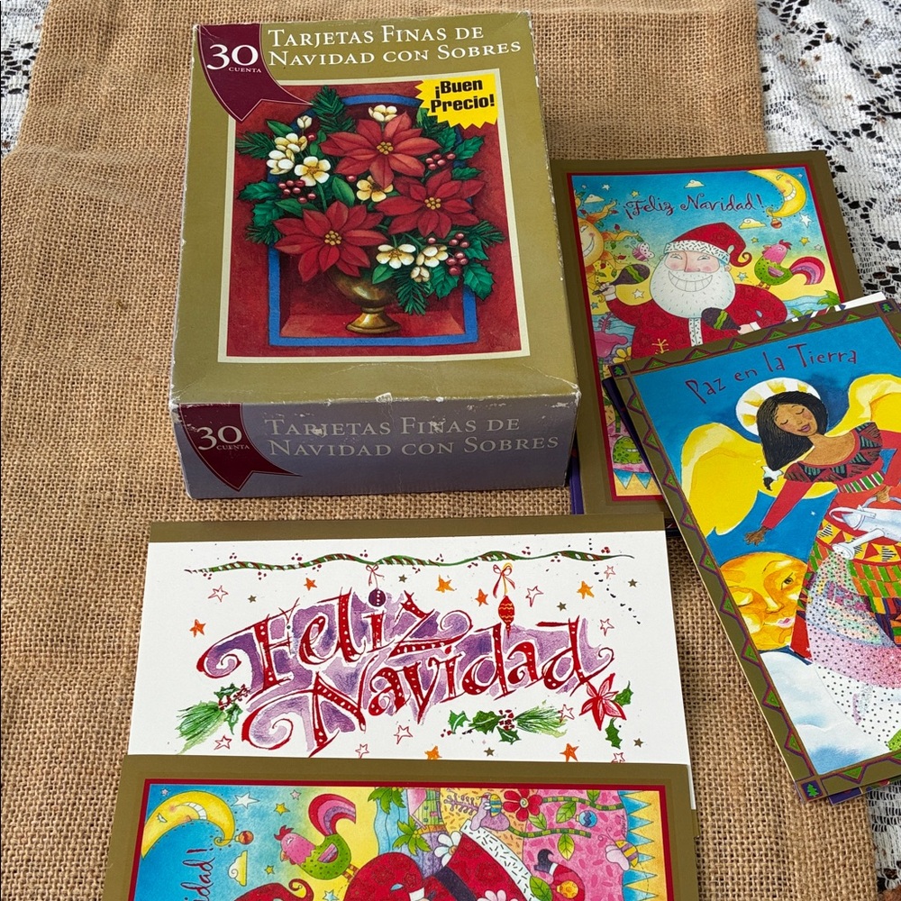 Set of Colorful Spanish 'Feliz Navidad' Holiday Cards